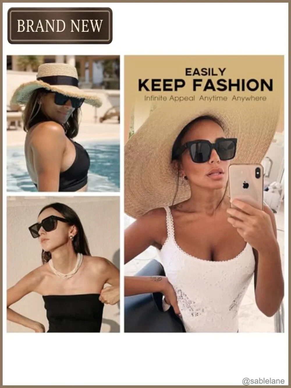 Oversized Square Sunglasses Women UV400 Protection Retro Plastic
